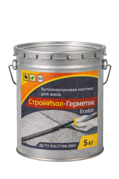 СтройИзол-Герметик ЭКОБИТ ведро 5, 0 кг бутилкаучуковая мастика для шво - main