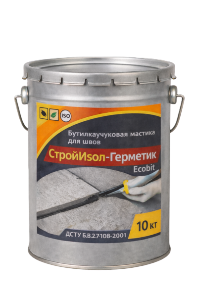 СтройИзол-Герметик ЭКОБИТ ведро 10 кг бутилкаучуковая мастика для шво - main