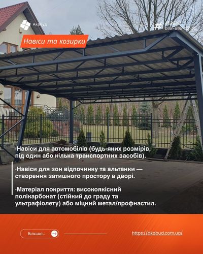Навіси з полікарбонату під ключ – Кривий Ріг,  Дніпро та область - main