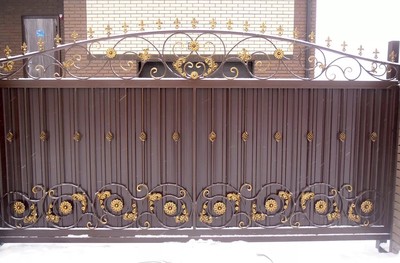 Ворота в Кривом Роге из профлиста,  кованые,  гаражные. Навесы для дома - main
